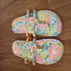 Colorful tropical slip-on sandals size 9 brand new.